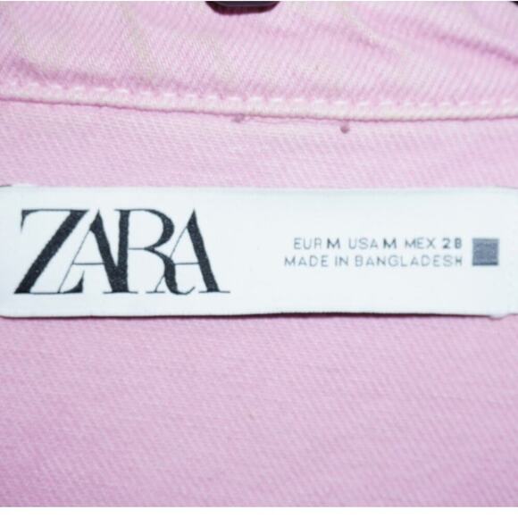 Zara Woman Oversized Pink Denim Jacket Button Front Long Sleeve Women’s Size M - Picture 4 of 4